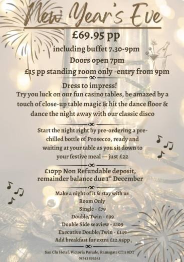 poster for New Years Eve Party at San Clu